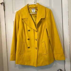 NWT Old Navy Yellow Pea coat size L